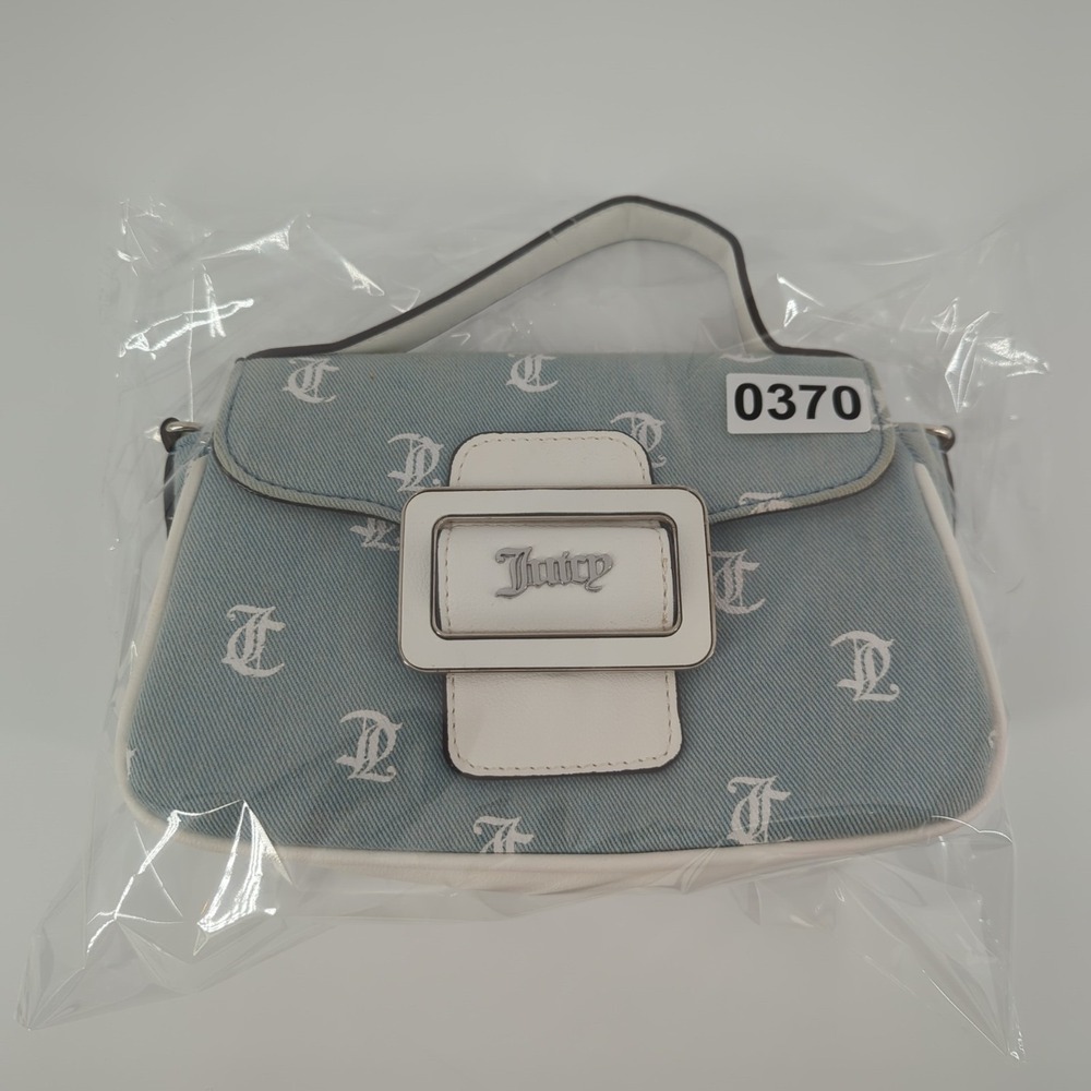 Juicy Couture‎ Denim White Made You Look Fashion Flap Crossbody Bag - Picture 5 of 5